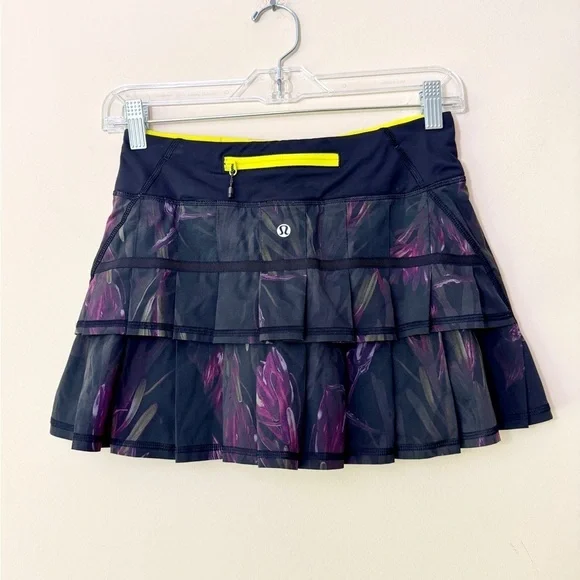 RARE Lululemon Pace Setter Skirt Floral Midnight Iris Multi Black Size 2 Reg - Picture 10 of 14